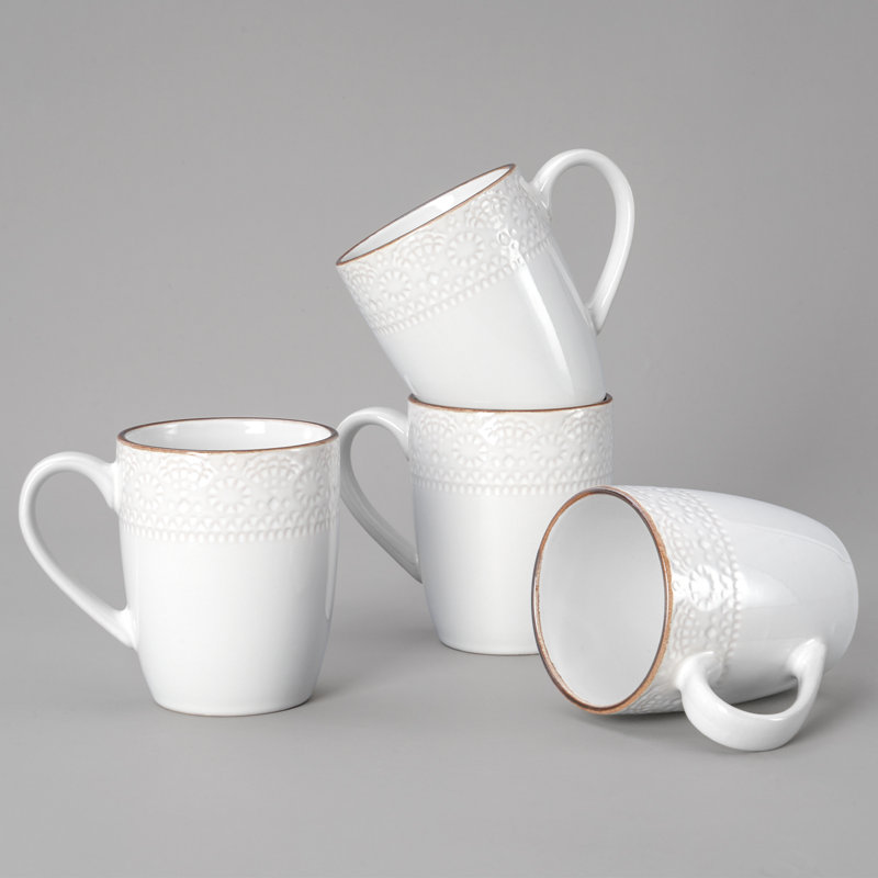 Famiware Coffee Mugs, 14 oz Coffee Mugs Set, White Floral