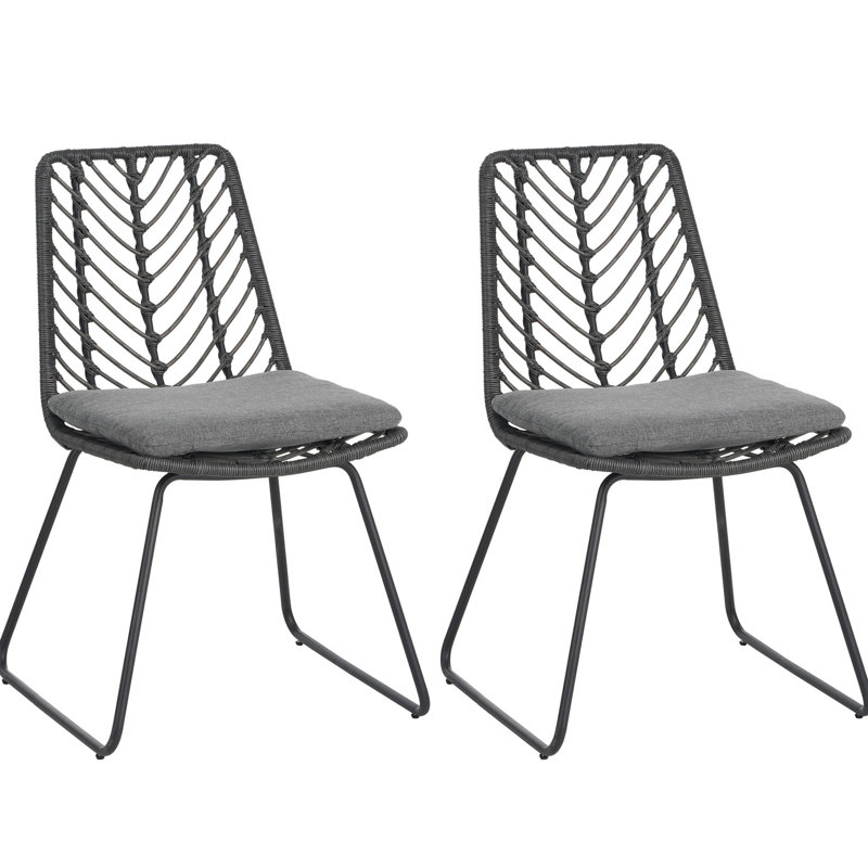 Chaise avec 2 coussins de dossier gris pour l'extérieur - Transitionnel, Assemblage, Eau - De style transitionnel, Assemblage requis