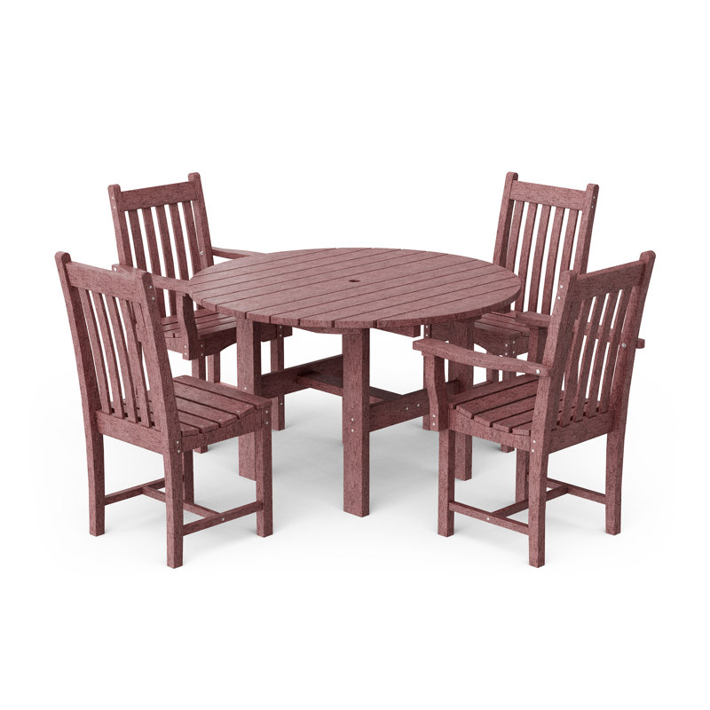 Classic 5-Piece 46" Round Table Set With Side Chairs, Cherrywood
