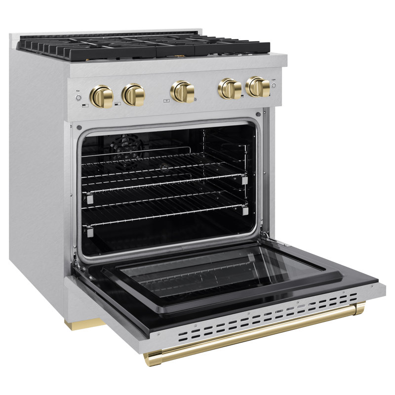 ZLINE Autograph Edition 30 in. 4.2 cu. ft. Paramount Dual Fuel Range with 4 Burner Gas Cooktop and Electric Convection Oven in Satin Stainless Steel with White Matte Door and Accents