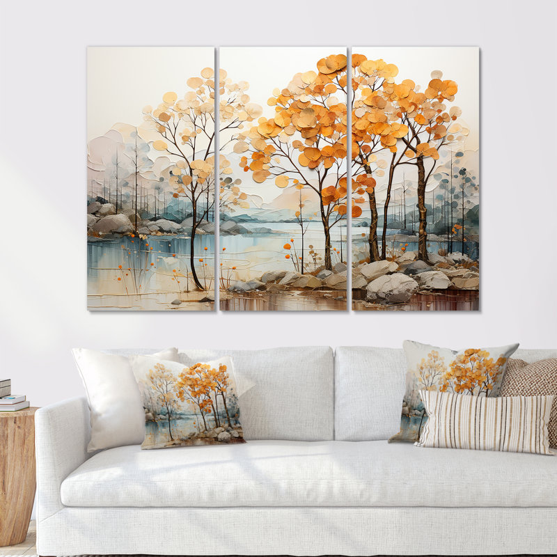 «Gilded Beauty Maple Tree II», ensemble d'art mural érable, H 28 po x l 36 po x P 1 po