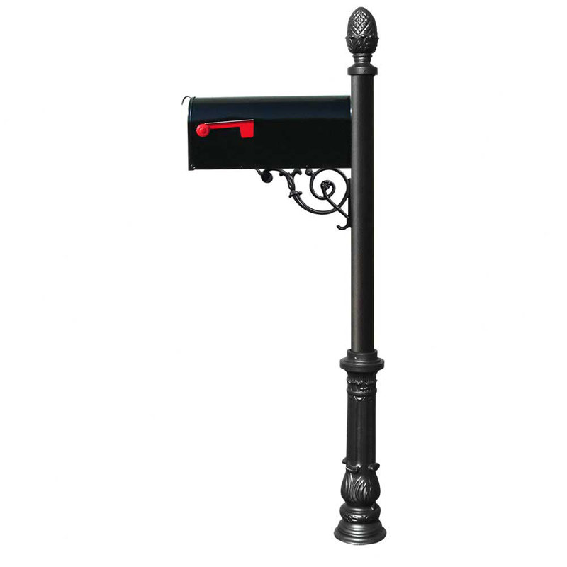 Black Aluminum Lockable Mailbox with Pineapple Finial