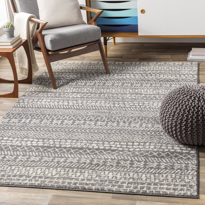 Tapis gris / crème Hortense, Rectangle 5 pi 3 po x 7 pi 3 po