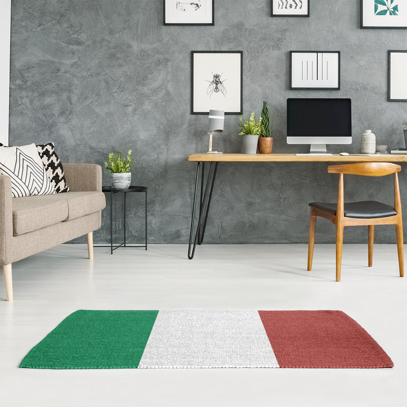 Tapis à rayures vert/doré, Rectangle 2 pi x 3 pi