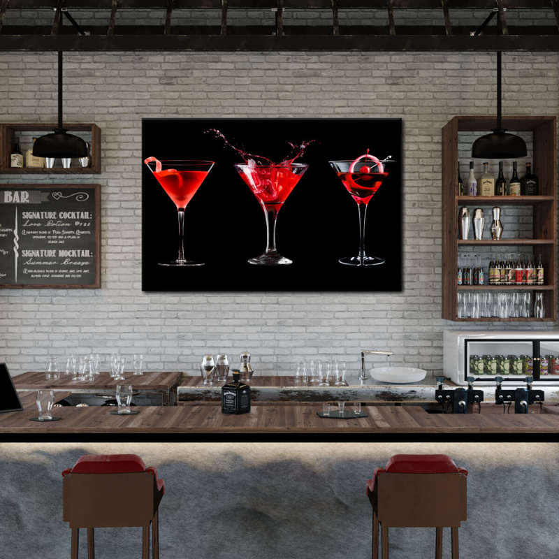 Maraschino cerise cocktail sur toile, H 8 po x l 12 po x P 1 po
