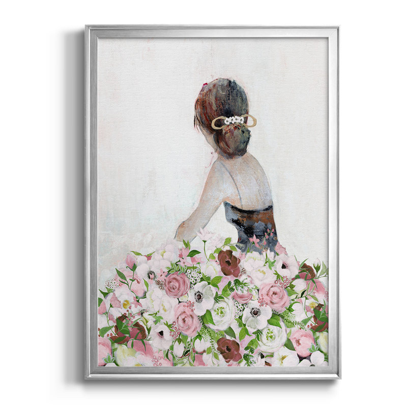 «Beautiful Floral Contemplation II», toile encadrée de qualité supérieure - prête à être accrochée, Argent