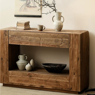 Table d'entrée moderne en bois massif minimaliste