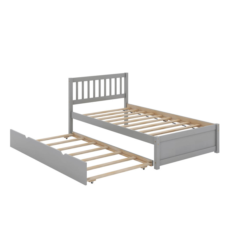 Lit plateforme simple en bois avec tiroirs, gris