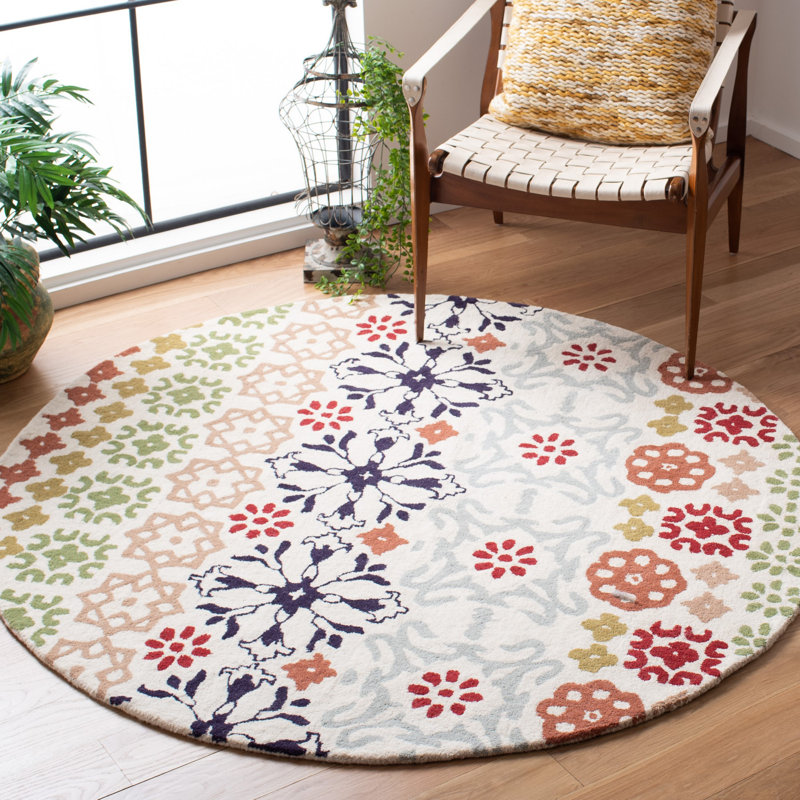 Kouerga bHand Tufted Wool Floral Rug, Round 8'9"
