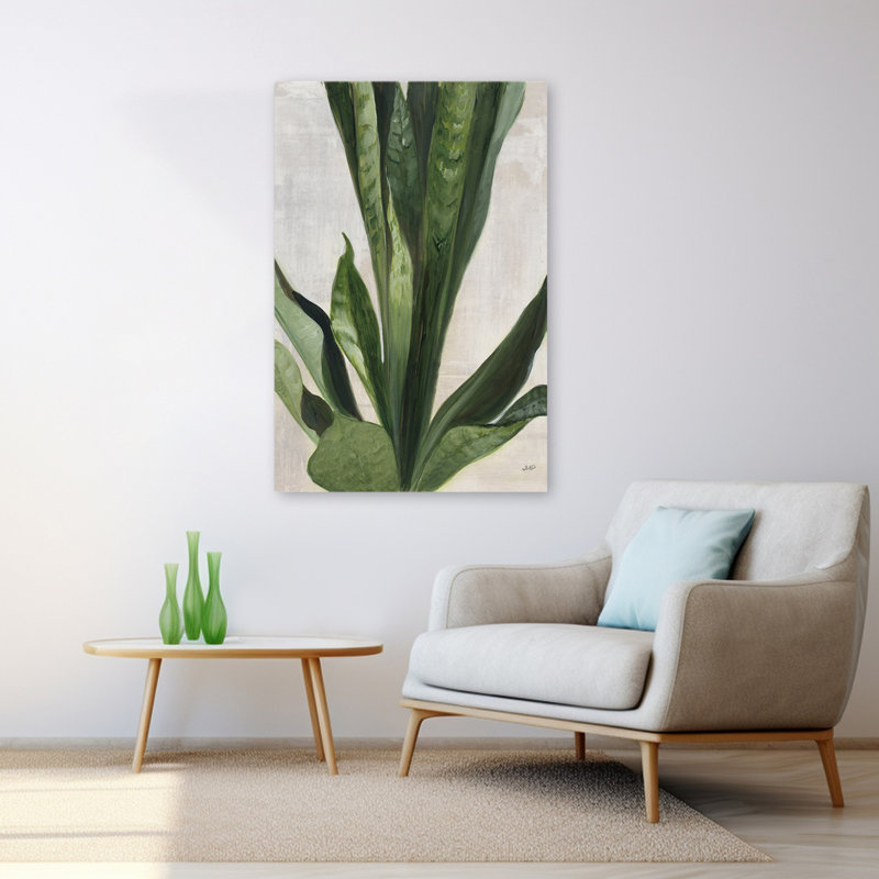 Botanique et crème, étude tropicale III, art, H 48 po x l 32 po