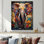 Éléphant coloré avec fleurs en fleurs - Éléphant, reproduction d'art murale