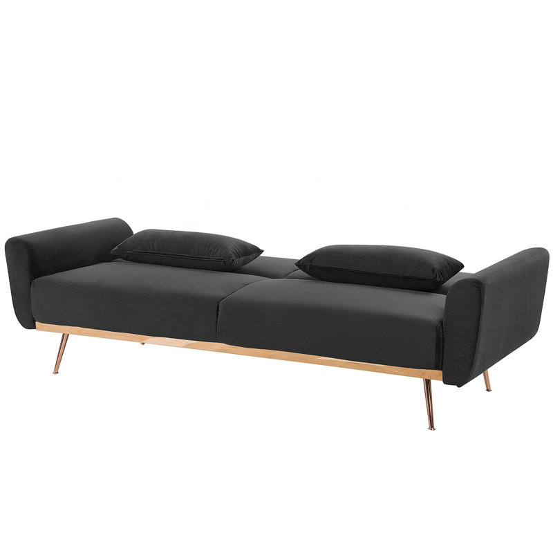 Trenton 3 Seater Velvet Sofa Bed, Black