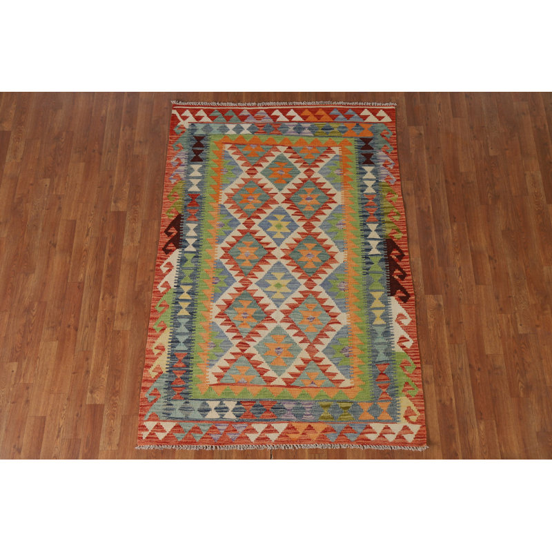 Tapis décoratif multicolore kilim oriental 4 x 6