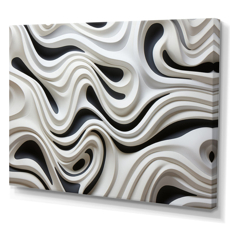 «Black White Opt Optic Symphony I», reproduction sur toile, Toile tendue, H 30 po x l 40 po x P 1,5 po