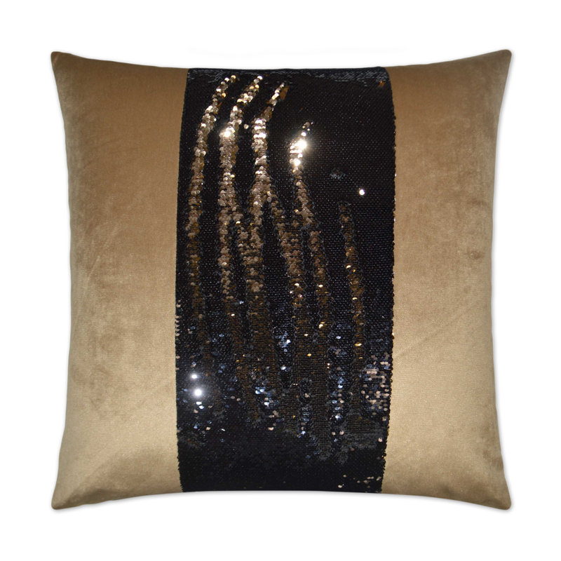 Hylee II Square Pillow Cover & Insert, Black Gold