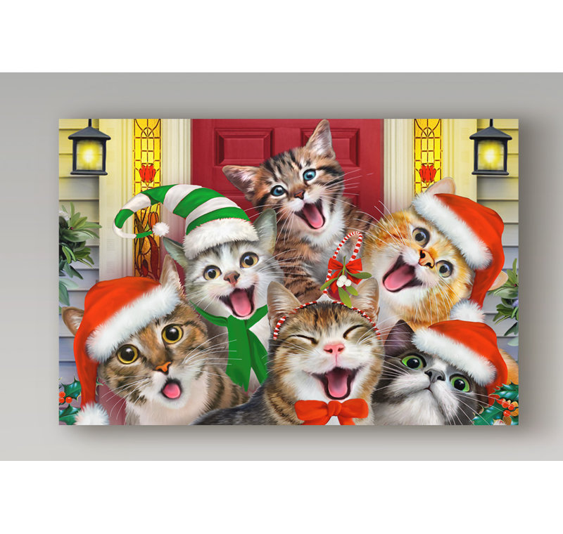 « christmas chatons », reproduction d’impression sur toile tendue, H 12 po x l 19 po x P 2 po