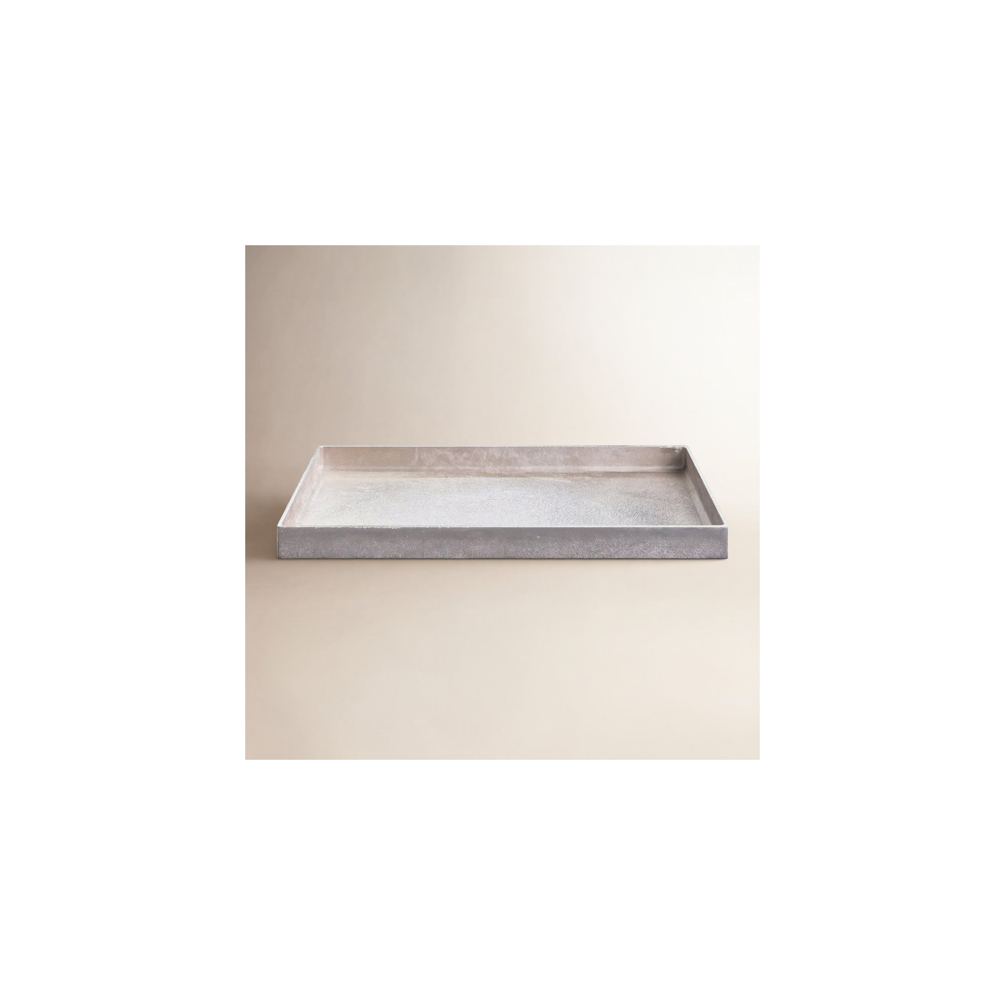 Aluminum Tray - Set of 1, Gray, 2" H x 28" W x 18" D