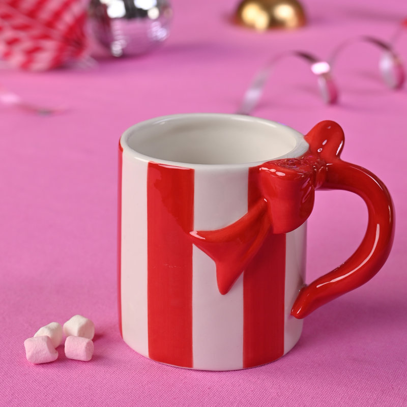 Candy Striped Mug with Bow
