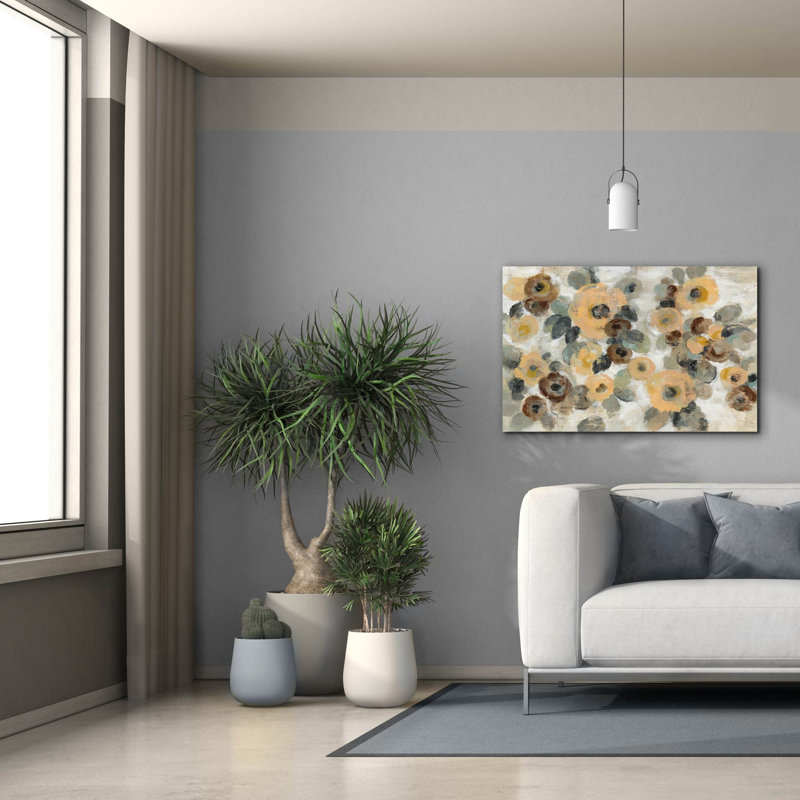 «Epic Graffiti« Neutral Floral I »par Silvia Vassileva, art mural sur toile, 40 po x 26 po, H 26 po x l 40 po