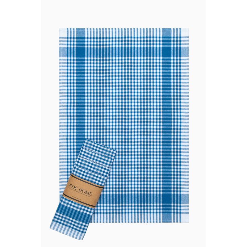 Premium Hand Towel Set (5 Pieces), Blue Checkered Pattern, 17.7 x 25.6 inches | 85% Cotton / 15% Polyester, 7.9 oz/sq yd | Machine Washable at 30-40°C | Soft, Absorbent, and Durable Towels for Everyday Use