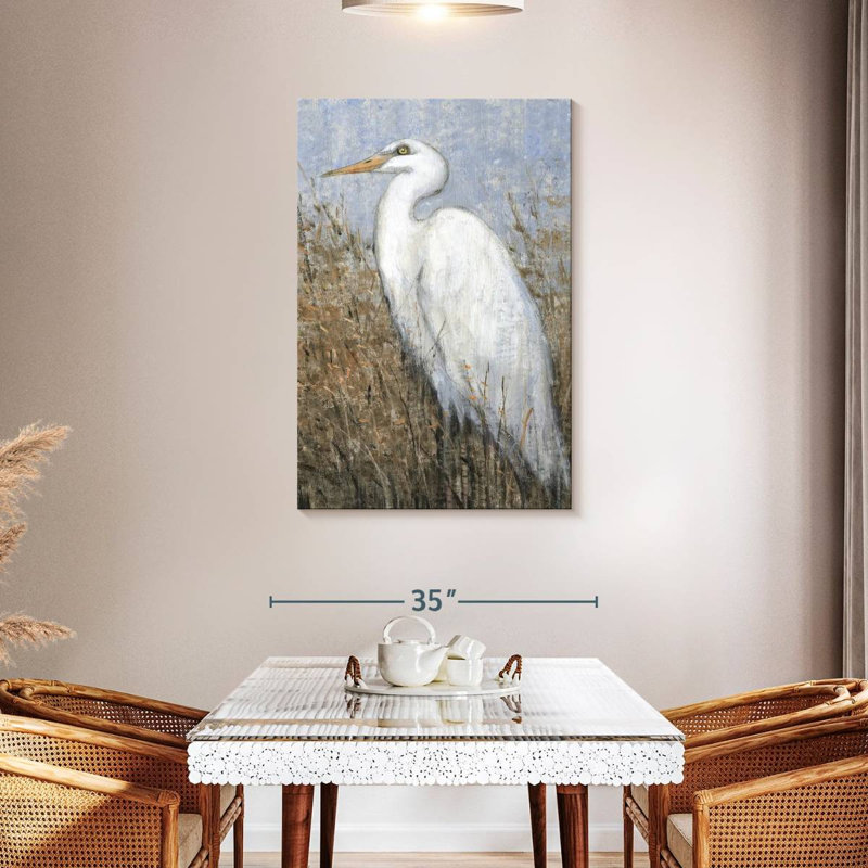 Brampt White Heron II, 45" H x 30" W