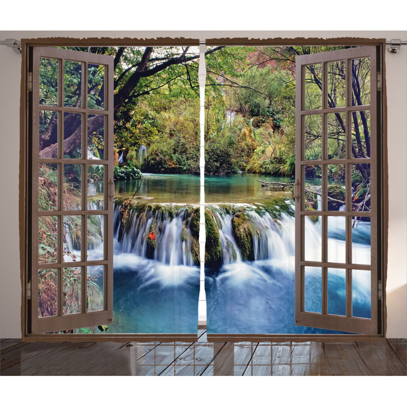 Waterfall Semi-Sheer Rod Pocket Curtain Panels, 54" x 108"