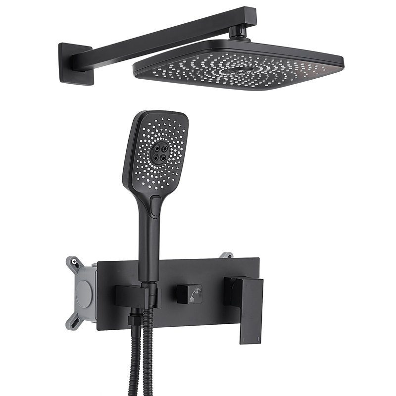 Complete Shower System with Rough in-Valve, Matte Black