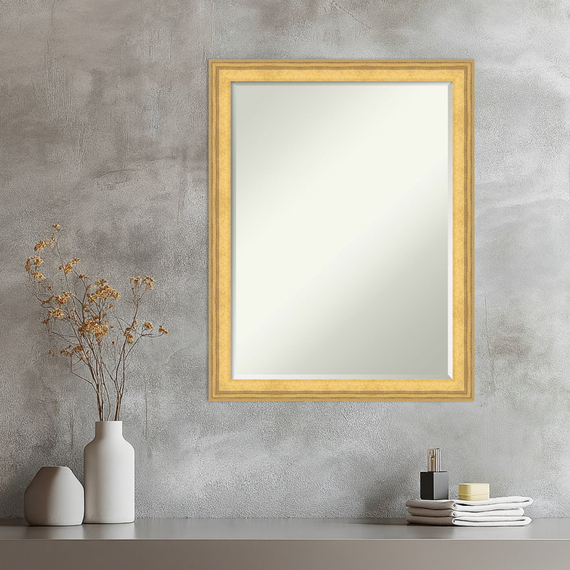 Owen Gold Petite Bevel Wood Framed Wall Mirror