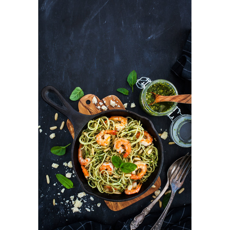 Spaghetti With Prawns - Wrapped Canvas Print, 46cm H x 30cm W x 3.8cm D