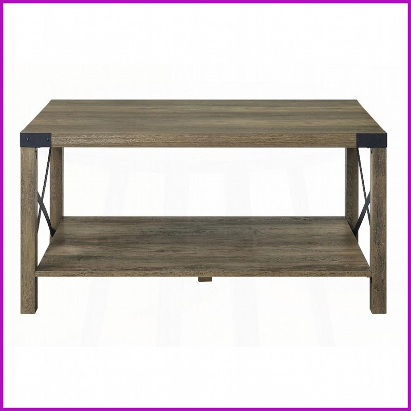 Table de salon rustique en chêne avec tablette inférieure et amp; Surface polyvalente, rangement supplémentaire