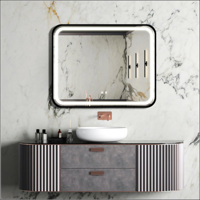 Miroir de salle de bain élégant avec éclairage réglable et fonction antibuée