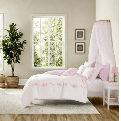 Pink 6-Piece Bedding Sets, Full/Queen Microfiber Comforter Set