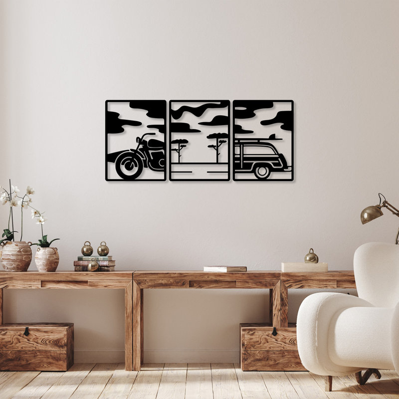 Stylish Decorative Metal Wall Accessory (3 Pieces), Black, 20.9 x 15.7 inches | Durable Metal Body, Thickness: 0.06 inches | Perfect for Home Decor, Living Room & Office Spaces, Modern and Elegant Design