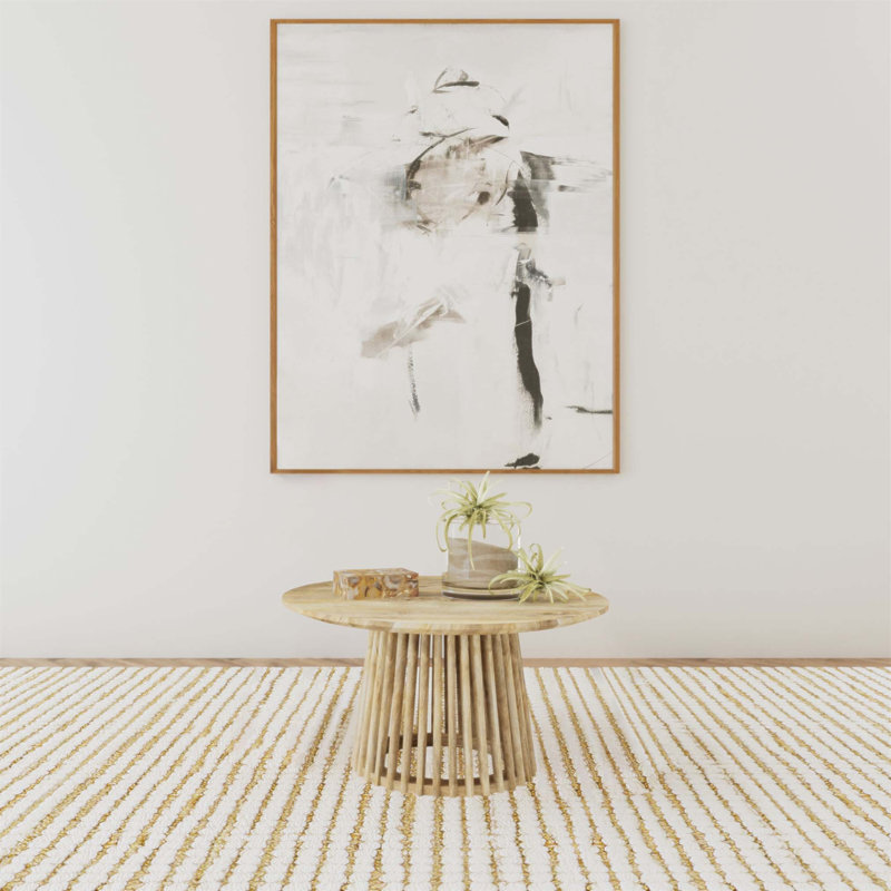 Table basse ronde avec base sculpturale Diana Mango, parfaite pour les espaces de vie modernes et écologiques