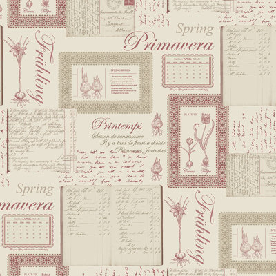 Delray 32.7' x 20.5" Spring Bulbs and Script Roll Wallpaper