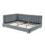 Structure de lit double capitonné capitonné, structure de canapé-lit avec dossier confortable et accoudoirs, lit double pour chambre à coucher, salon, velours gris (81 po x 60 po x 29,5 po), lit-416170783