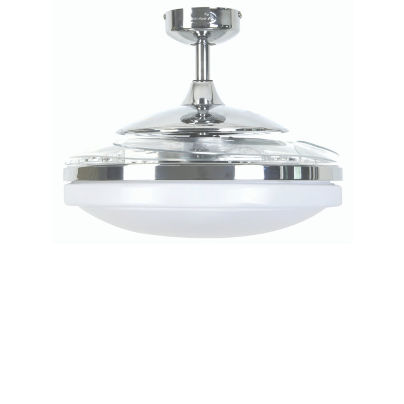 Adilene 122cm Ceiling Fan with Light Kit, White with Chrome Blades