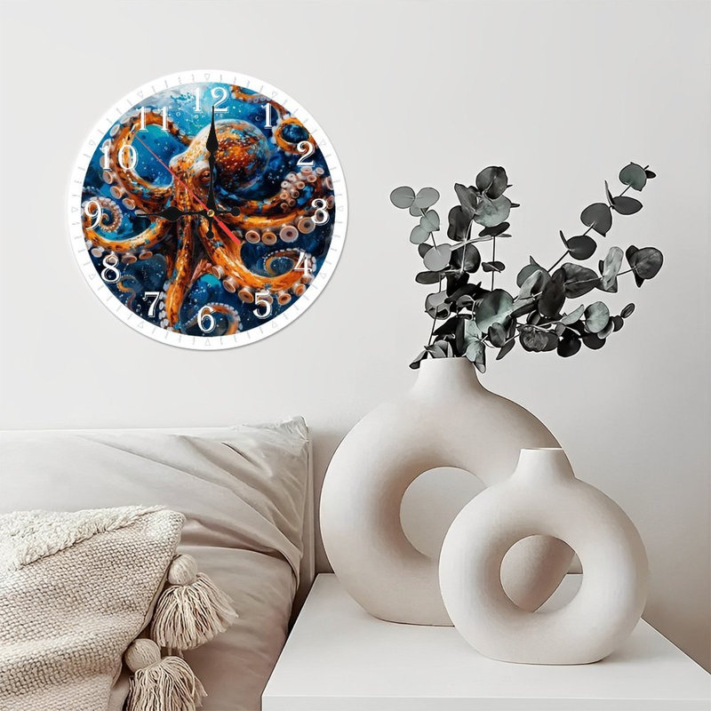 Horloge murale en bois 10 po, mouvement silencieux, à piles (piles AA non incluses), décor artistique, parfait pour les décorations