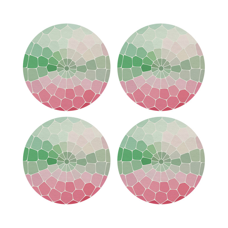 Mosaico Vegan Leather Round Pebble Placemat, Palm