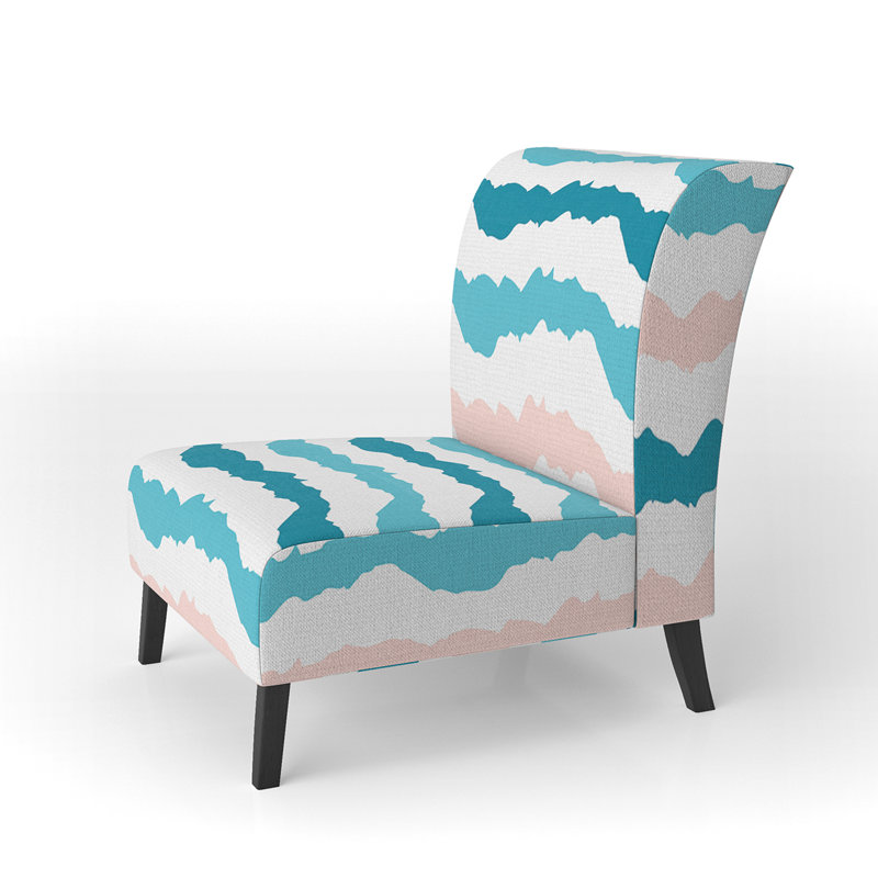 Fauteuil de chambre d'appoint bleu à rayures horizontales et à motifs