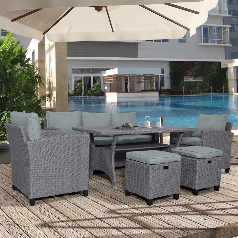Canapé d'extérieur 6 pièces pour patio et jardin