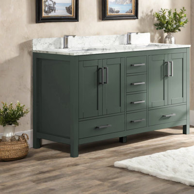 Meubles-lavabos verts spacieux avec rangement, meuble-lavabo moderne en bois