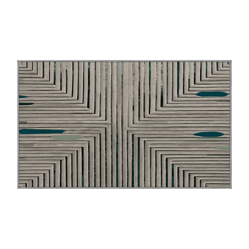 Tapis gris lavable à la machine GSIX03636, Rectangle 7 pi x 9 pi