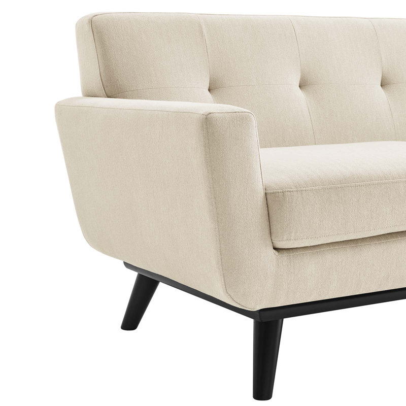 Modway Engage Herringbone Fabric Loveseat, Beige Fabric