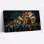 Art mural sur toile Masques dorés et couronne de plumes avec perles turquoise-133390559