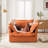 Slip-Covered Armchair With 1 Big Back Cushion And 2 Big Toss Pillows, Single Deep Seat Comfy Single Couch Sofa Multiple Large Soft Pillows-1695116696