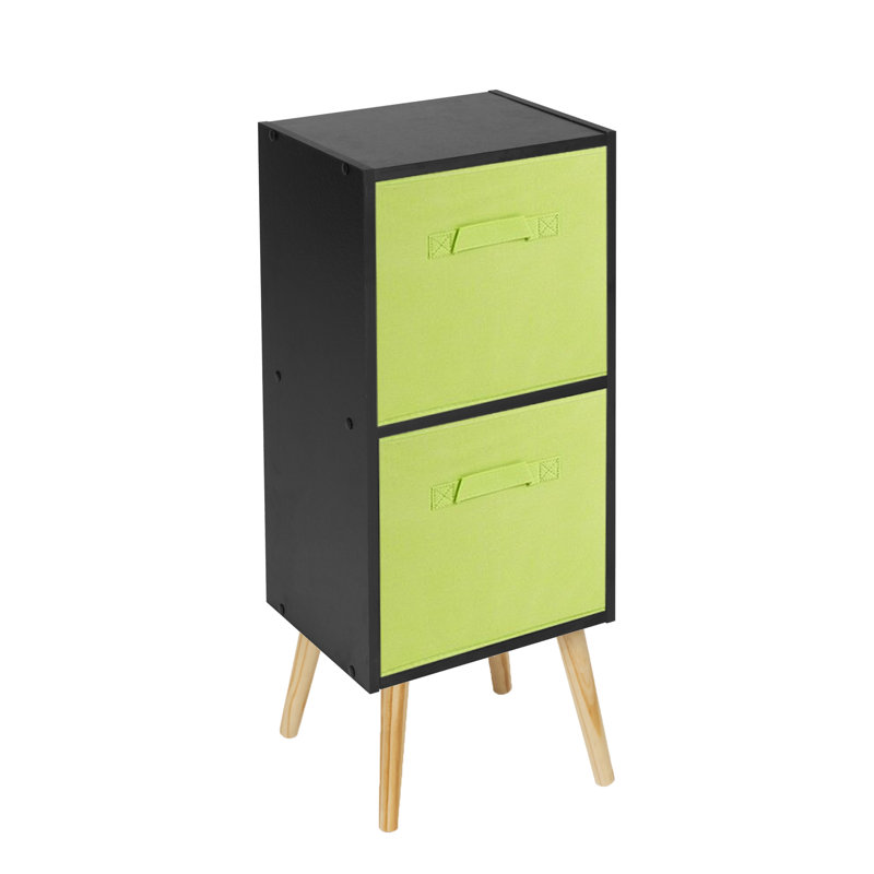 Melvyn 75cm H x 30cm W Wood Cube Bookcase, Black/Green/White
