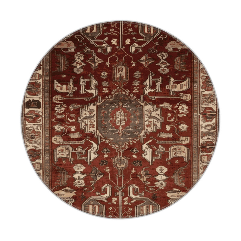 Tapis d'intérieur et d'extérieur brun Persian, Rond 5 pi