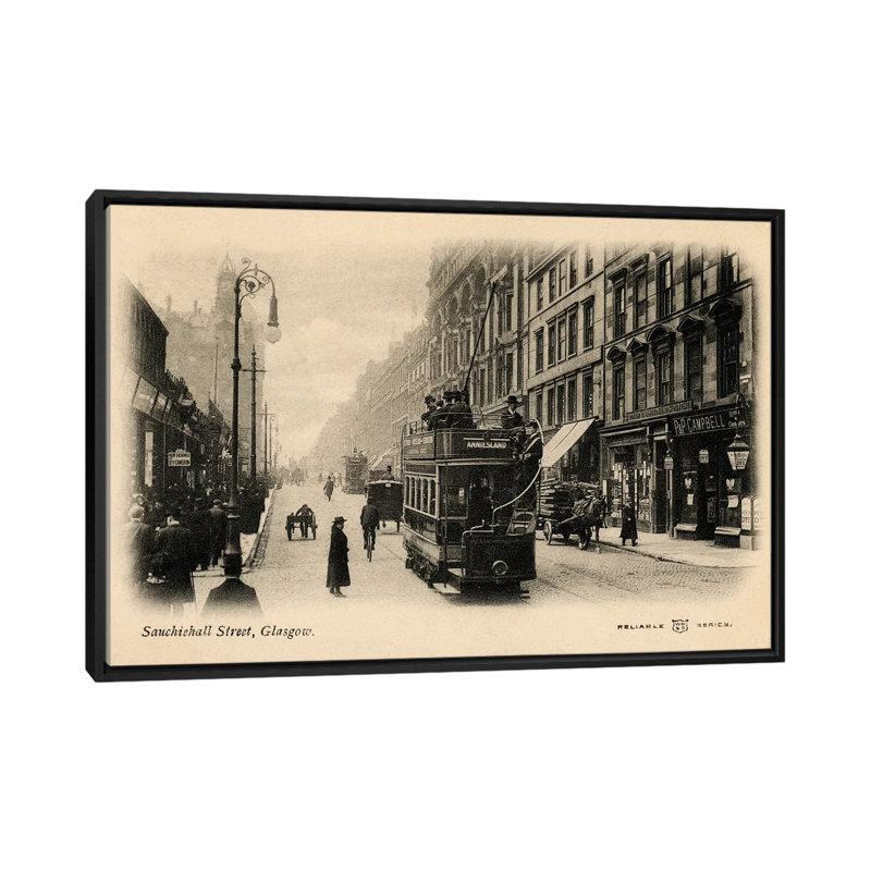 «Glasgow» par Alan Paul, impression sur toile tendue, H 40 po x l 60 po x P 1,5 po, Toile avec cadre noir, Pas de tapis