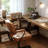 Nut-brown+Black L-Shaped Solid Wood+Iron desk-79790659-79790661